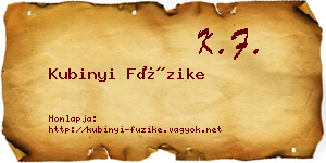 Kubinyi Füzike névjegykártya